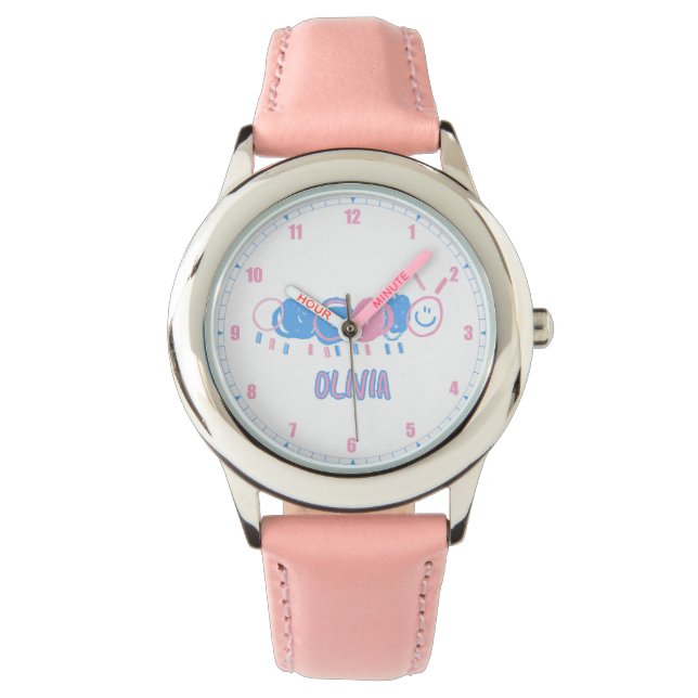 Schattigee Gepersonaliseerde Kinder Doodle Worm Te Horloge (Voorkant)