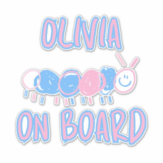 Schattigee Gepersonaliseerde Kinder Doodle Worm Te Sticker (Voorkant)