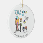 Schattigee Gepersonaliseerde Kinder Tekening Kerst Keramisch Ornament (Rechts)