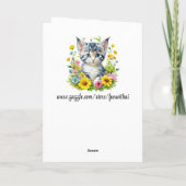 Schattigee gepersonaliseerde kitten in Flowers Bir Kaart (Achterkant)