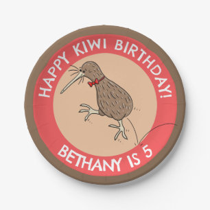 Schattigee gepersonaliseerde kiwi birthday cartoon papieren bordje