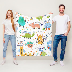 Schattigee gepersonaliseerde kleurrijke dinosaurus fleece deken