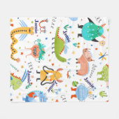 Schattigee gepersonaliseerde kleurrijke dinosaurus fleece deken (Voorkant (Horizontaal))