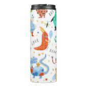 Schattigee Gepersonaliseerde Kleurrijke Dinosaurus Thermosbeker (Achterkant)