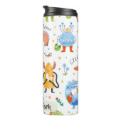 Schattigee Gepersonaliseerde Kleurrijke Dinosaurus Thermosbeker (Geroteerd rechts)