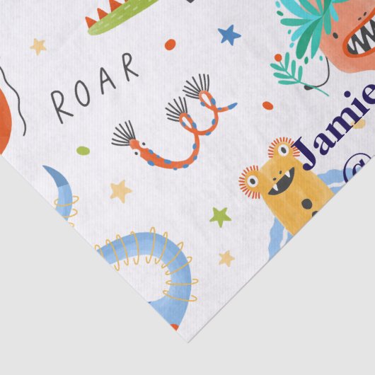 Schattigee Gepersonaliseerde Kleurrijke Dinosaurus Tissuepapier (Detail)