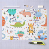 Schattigee Gepersonaliseerde Kleurrijke Dinosaurus Tissuepapier (Craft)