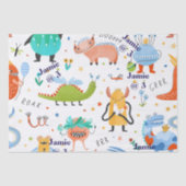 Schattigee Gepersonaliseerde Kleurrijke Dinosaurus Tissuepapier (Voorkant)