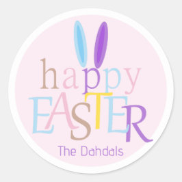 Schattigee gepersonaliseerde kleurrijke Happy East Ronde Sticker