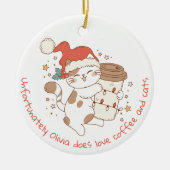 Schattigee gepersonaliseerde koffie en katten keramisch ornament (Voorkant)