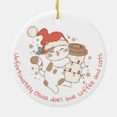 Schattigee gepersonaliseerde koffie en katten keramisch ornament (Achterkant)