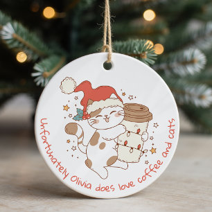 Schattigee gepersonaliseerde koffie en katten keramisch ornament