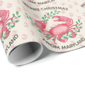 Schattigee gepersonaliseerde Maryland Crab Christm Cadeaupapier (Rol Hoek)