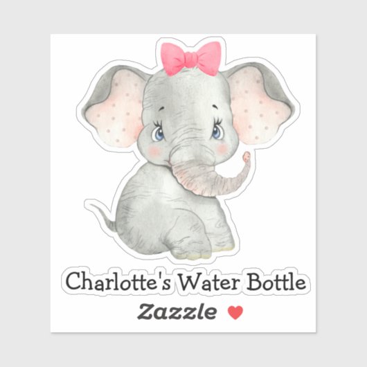 Schattigee Gepersonaliseerde Meisjes Naam Olifant  Sticker (Vel)
