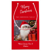Schattigee gepersonaliseerde Merry Christmas Cat f Klein Cadeauzakje (Achterkant)