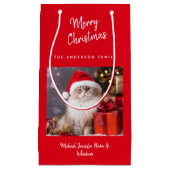 Schattigee gepersonaliseerde Merry Christmas Cat f Klein Cadeauzakje (Voorkant)