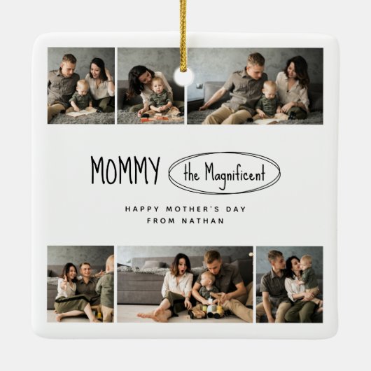 Schattigee gepersonaliseerde Moederdag familie fot Keramisch Ornament (Achterkant)