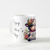 Schattigee gepersonaliseerde Moederdag-offerte/Koe Koffiemok (Voorkant links)