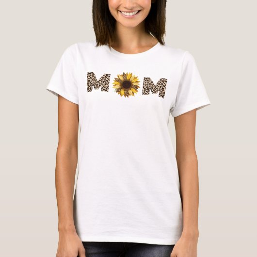 Schattigee gepersonaliseerde MoM zonnebloem & luip T-shirt (Voorkant)