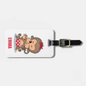 Schattigee gepersonaliseerde Monkey Girl Bagagelab Bagagelabel (Voorkant horizontaal)