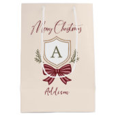 Schattigee gepersonaliseerde Monogram Crest Bow Ke Medium Cadeauzakje (Achterkant)