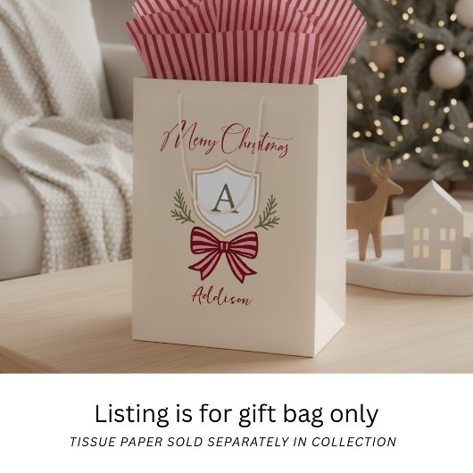 Schattigee gepersonaliseerde Monogram Crest Bow Ke Medium Cadeauzakje