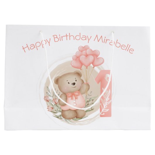 Schattigee Gepersonaliseerde Naam 1e Verjaardagsme Groot Cadeauzakje (Achterkant)