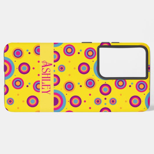 Schattigee gepersonaliseerde naam geel Abstract Samsung Galaxy Hoesje (Linkerkant)