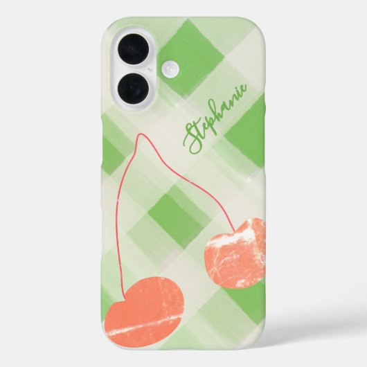 Schattigee gepersonaliseerde naam Gingham Green Cr Case-Mate iPhone Case (Achterkant)