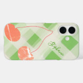 Schattigee gepersonaliseerde naam Gingham Green Cr Case-Mate iPhone Case (Achterkant (horizontaal))