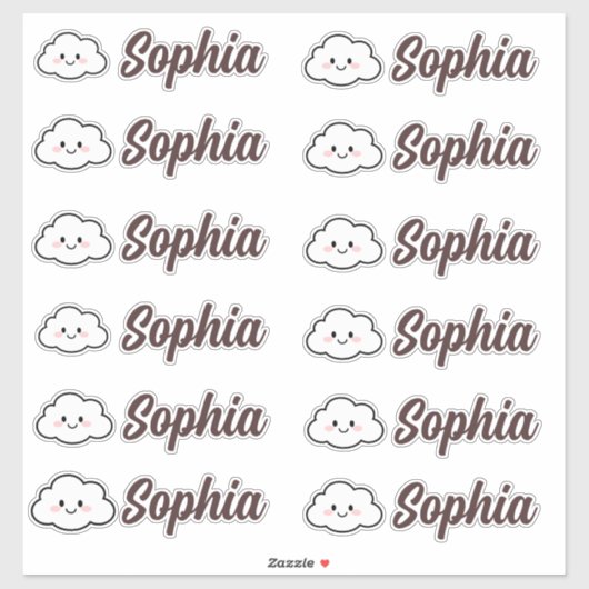 Schattigee gepersonaliseerde naam Kawaii Cloud Sticker (Vel)