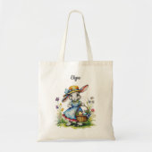 Schattigee gepersonaliseerde naam  konijntje paast tote bag (Voorkant)