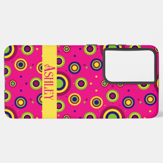 Schattigee gepersonaliseerde naam Magenta Abstract Samsung Galaxy Hoesje (Linkerkant)