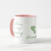 Schattigee gepersonaliseerde naam mama matcha thee mok (Voorkant links)