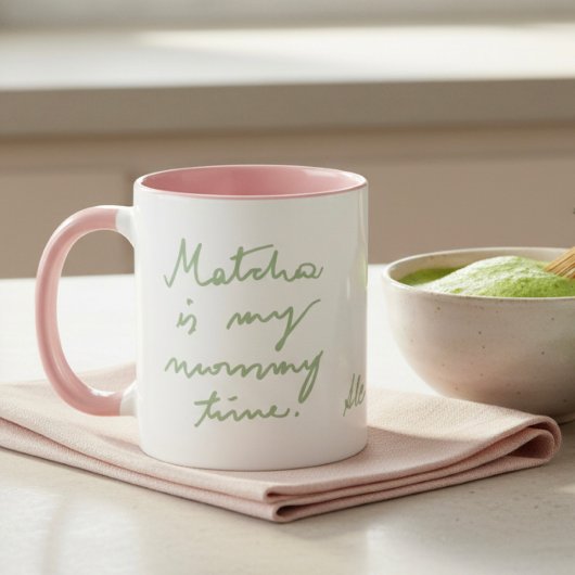 Schattigee gepersonaliseerde naam mama matcha thee mok