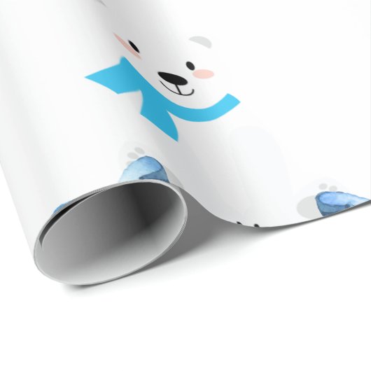 Schattigee gepersonaliseerde naam Polar Beer Baby  Cadeaupapier (Rol Hoek)