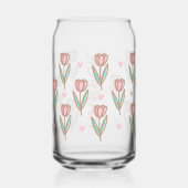 Schattigee Gepersonaliseerde Naam & Roze Tulp Bloe Blikvorm Glas (Achterkant)