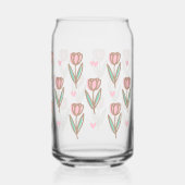 Schattigee Gepersonaliseerde Naam & Roze Tulp Bloe Blikvorm Glas (Rechts)