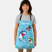 Schattigee gepersonaliseerde naam Shark Ocean Zee  Schort (Insitu)