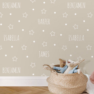 Schattigee gepersonaliseerde naam Star Beige Kinde Behang