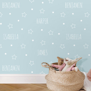 Schattigee gepersonaliseerde naam Star Blue Kinder Behang