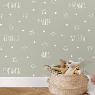 Schattigee gepersonaliseerde naam Star Green Kinde Behang
