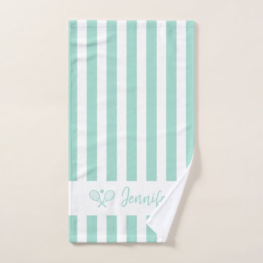 Schattigee gepersonaliseerde naam Tennis Aqua Blue Handdoek (Handdoek)