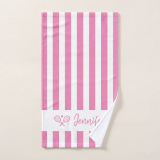 Schattigee gepersonaliseerde naam tennis roze stre handdoek
