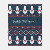 Schattigee gepersonaliseerde noordse sneeuwpop pat fleece deken (Voorkant)