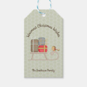 Schattigee gepersonaliseerde Nordic Christmas slee Cadeaulabel (Voorkant)