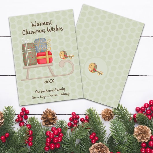 Schattigee gepersonaliseerde Nordic Christmas slee Feestdagenkaart