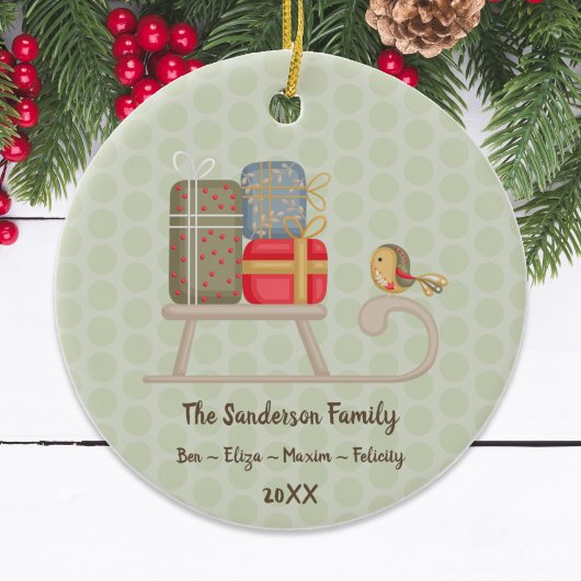 Schattigee gepersonaliseerde Nordic Christmas slee Keramisch Ornament