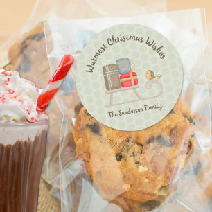 Schattigee gepersonaliseerde Nordic Christmas slee Ronde Sticker