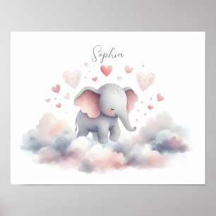 Schattigee gepersonaliseerde olifant Poster print